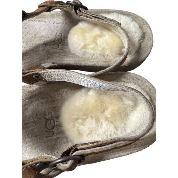 Ugg Womens 7 Sheepskin-Lined Leather Sandals With Laser-Cut Design - Picture 5 of 7